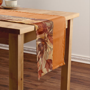 Elegant,Thanksgiving, Autumn Leaves,Rustic Medium Table Runner