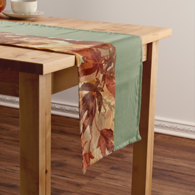 Elegant,Thanksgiving, Autumn Leaves,Rustic Medium Table Runner (In Situ)
