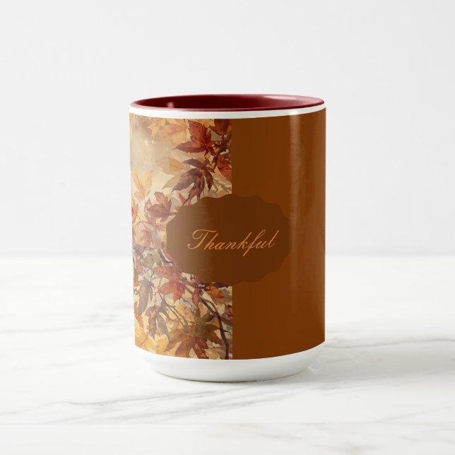 Elegant,Thanksgiving, Autumn Leaves,Rustic Mug (Center)
