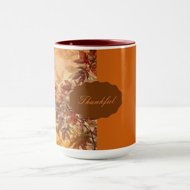 Elegant,Thanksgiving, Autumn Leaves,Rustic Mug (Center)