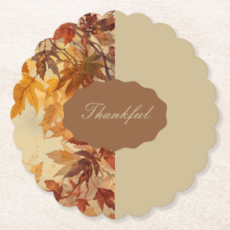 Elegant,Thanksgiving, Autumn Leaves,Rustic Paper Coaster