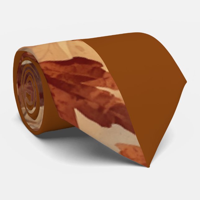 Elegant,Thanksgiving, Autumn Leaves,Rustic Tie (Rolled)
