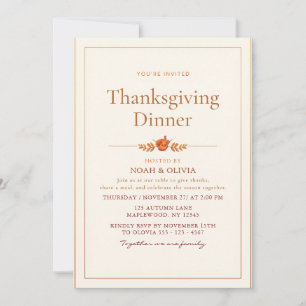 Elegant Thanksgiving Dinner Autumn Harvest Party Invitation