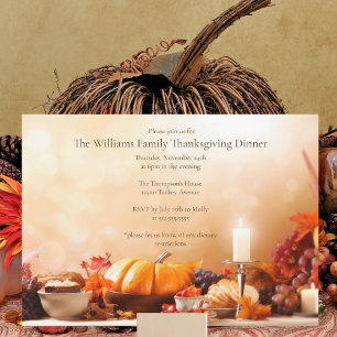 Elegant Thanksgiving Dinner Candlelit Party Invitation
