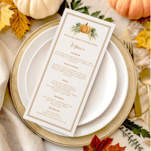 Elegant Thanksgiving Dinner Fall Pumpkin  Menu