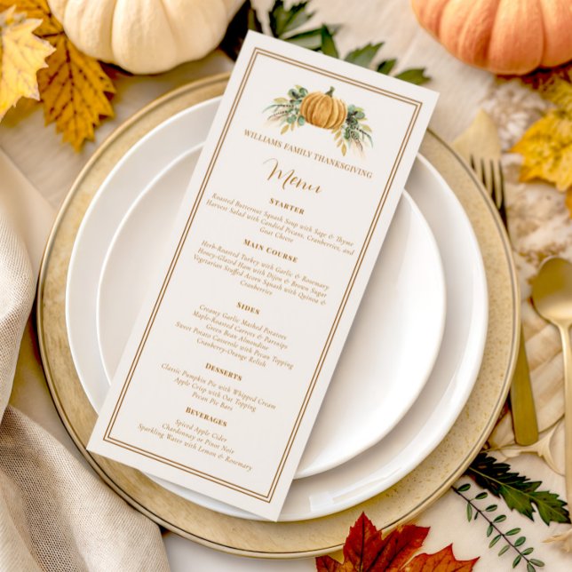 Elegant Thanksgiving Dinner Fall Pumpkin  Menu (Creator Uploaded)