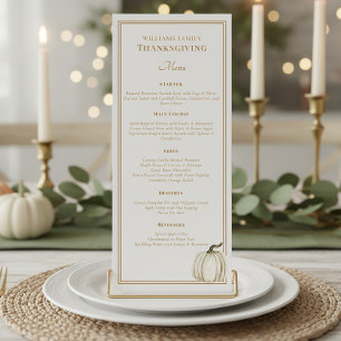 Elegant Thanksgiving Dinner Fall White Pumpkin  Menu