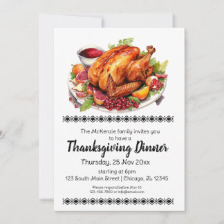Elegant Thanksgiving Dinner Invitation