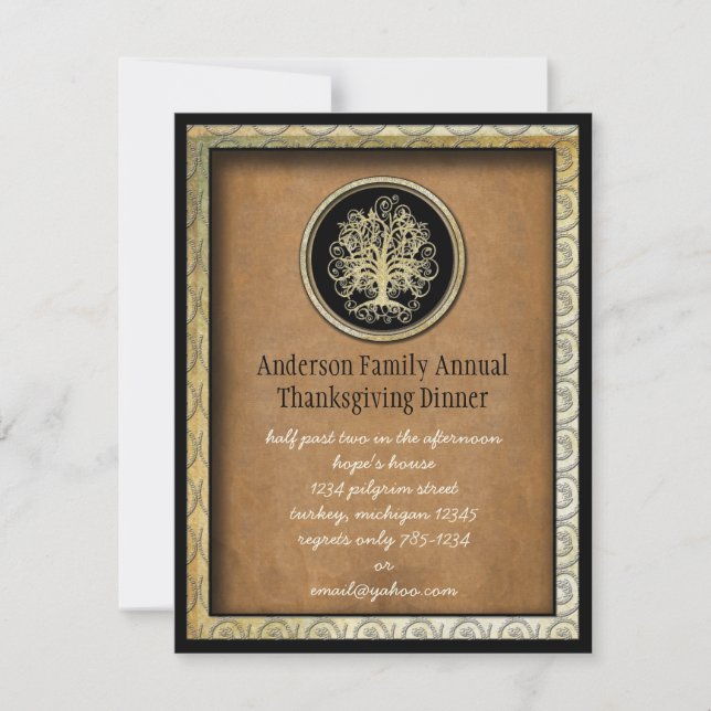 Elegant Thanksgiving Dinner Invitation (Front)