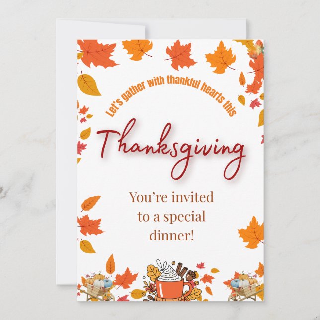 Elegant Thanksgiving Dinner Invitation (Front)