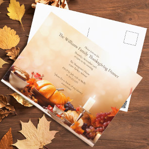 Elegant Thanksgiving Dinner Party Invitatation Postcard