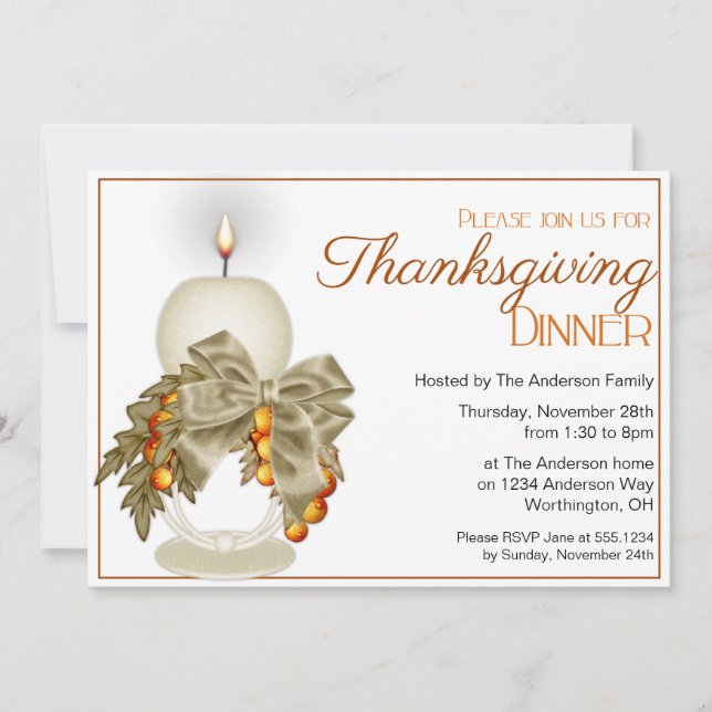 Elegant Thanksgiving Dinner Party Invitation 8 (Front)