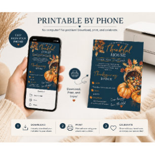 Elegant Thanksgiving Dinner Pumpkin Autumn Leaves Invitation