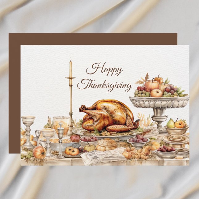 Elegant Thanksgiving Feast Happy Thanksgiving Holiday Card (Creator Uploaded)