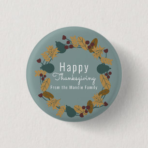 Elegant Thanksgiving Pear Wreath Illustration 3 Cm Round Badge
