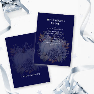 Elegant Thanksgiving Pumpkin Floral Dinner Custom Invitation