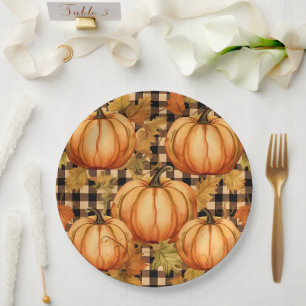 Elegant Thanksgiving Pumpkin Paper Plate