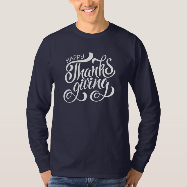 Elegant Thanksgiving Typography  T-Shirt (Front)