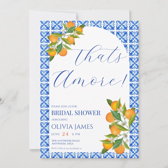 Elegant that’s amore bridal shower  invitation (Front)