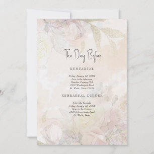 Elegant The Day Before Pale Floral Wedding Invitation