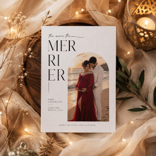 Elegant The More The Merrier Christmas Pregnancy Holiday Card