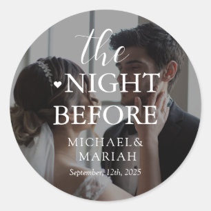 Elegant The Night Before Rehearsal Dinner Photo Classic Round Sticker