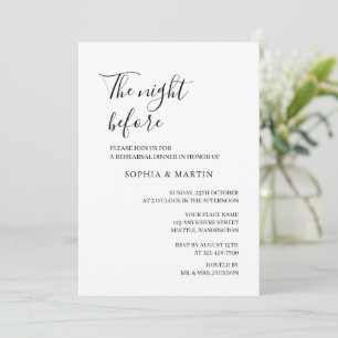 Elegant The Night Before Rehearsal Dinner Wedding Invitation