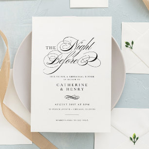 Elegant The Night Before Wedding Rehearsal Dinner Invitation