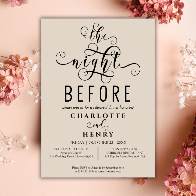 Elegant The Night Before Wedding Rehearsal Dinner Invitation (Creator Uploaded)