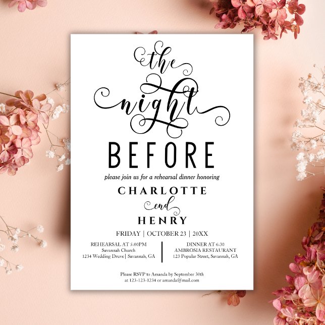 Elegant The Night Before Wedding Rehearsal Dinner Invitation (Creator Uploaded)