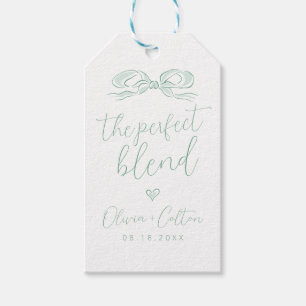 Elegant The Perfect Blend Green Bow Bridal Shower Gift Tags