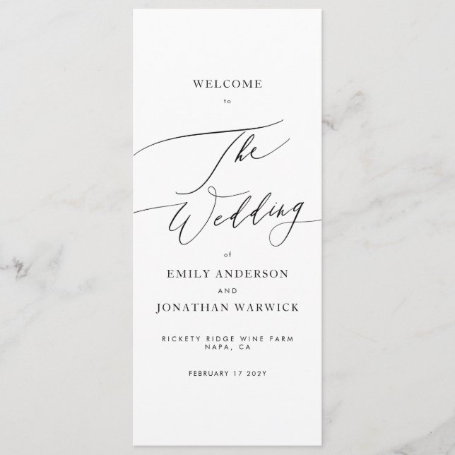 Elegant The Wedding Modern Calligraphy Wedding Programme (Front)
