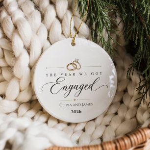 Elegant The Year We Got Engaged Ceramic Tree Decoration