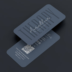 Elegant Therapist Physiotherapist Blue Charcoal  Business Card