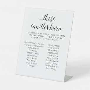 Elegant These Candles Burn Family Reunion Memorial Pedestal Sign