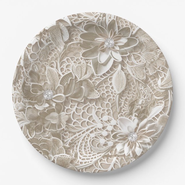 Elegant these lace and diamonds paper plate (Front)