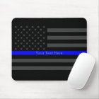 Elegant Thin Blue Line Personalised Black US Flag