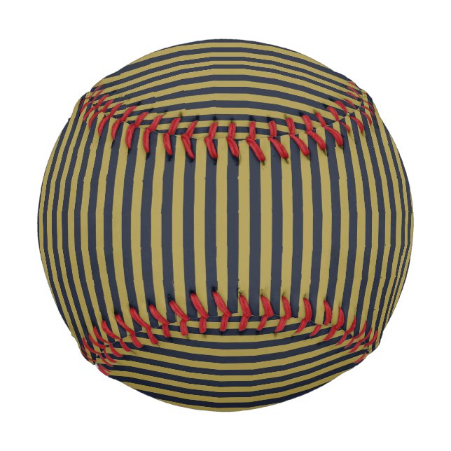 Elegant Thin Gold & Navy Blue Vertical Stripes Baseball (Front)