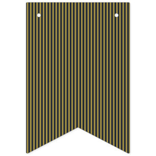 Elegant Thin Gold & Navy Blue Vertical Stripes Bunting