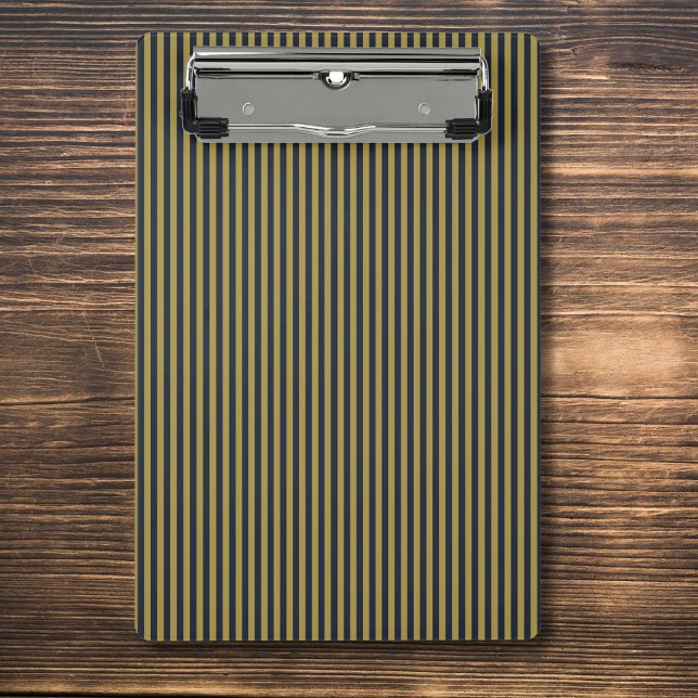 Elegant Thin Gold & Navy Blue Vertical Stripes Mini Clipboard (Creator Uploaded)