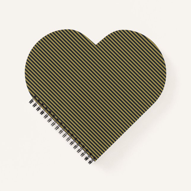 Elegant Thin Gold & Navy Blue Vertical Stripes Notebook (Front)