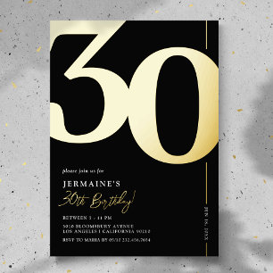 Elegant Thirty 30th Birthday Party Foil Invitation