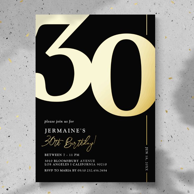 Elegant Thirty 30th Birthday Party Foil Invitation (Creator Uploaded)