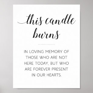 Elegant This Candle Burns Memorial Wedding Sign