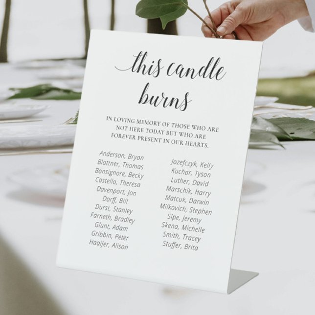 Elegant This Candle Burns School Reunion Memorial Pedestal Sign (Creator Uploaded)