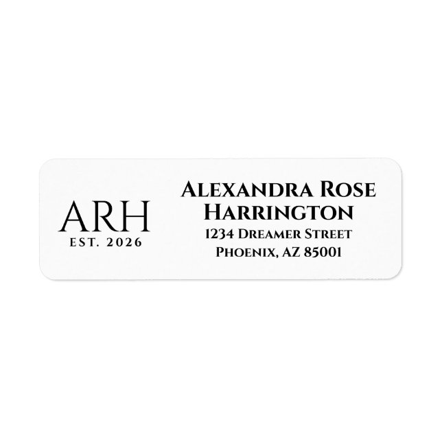 Elegant Three Letter Monogram Return Address  (Front)