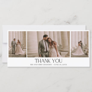 Elegant Three Photo Collage Wedding Thank You