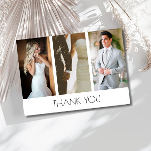 Elegant Three Photo Wedding Thank You Card