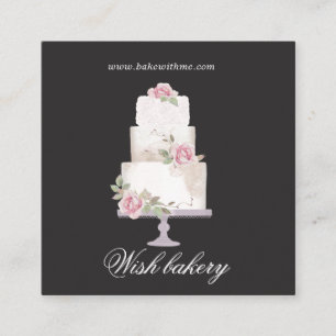 elegant three tier cake bakery square business card