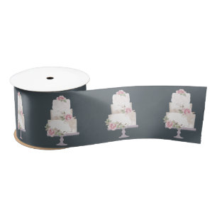 Elegant Three Tier Pastel Cake Satin Ribbon